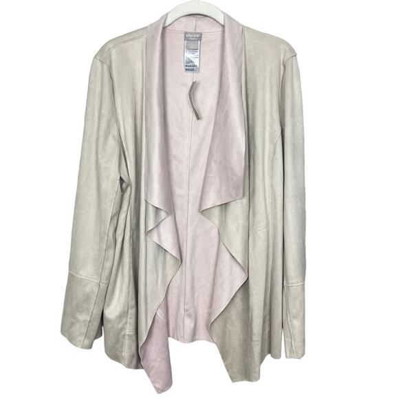 Chico's Jackets & Blazers - NWT Chico's Travelers Double Faced Faux Suede Jacket sz 8-10 Powdered Taupe Cozy